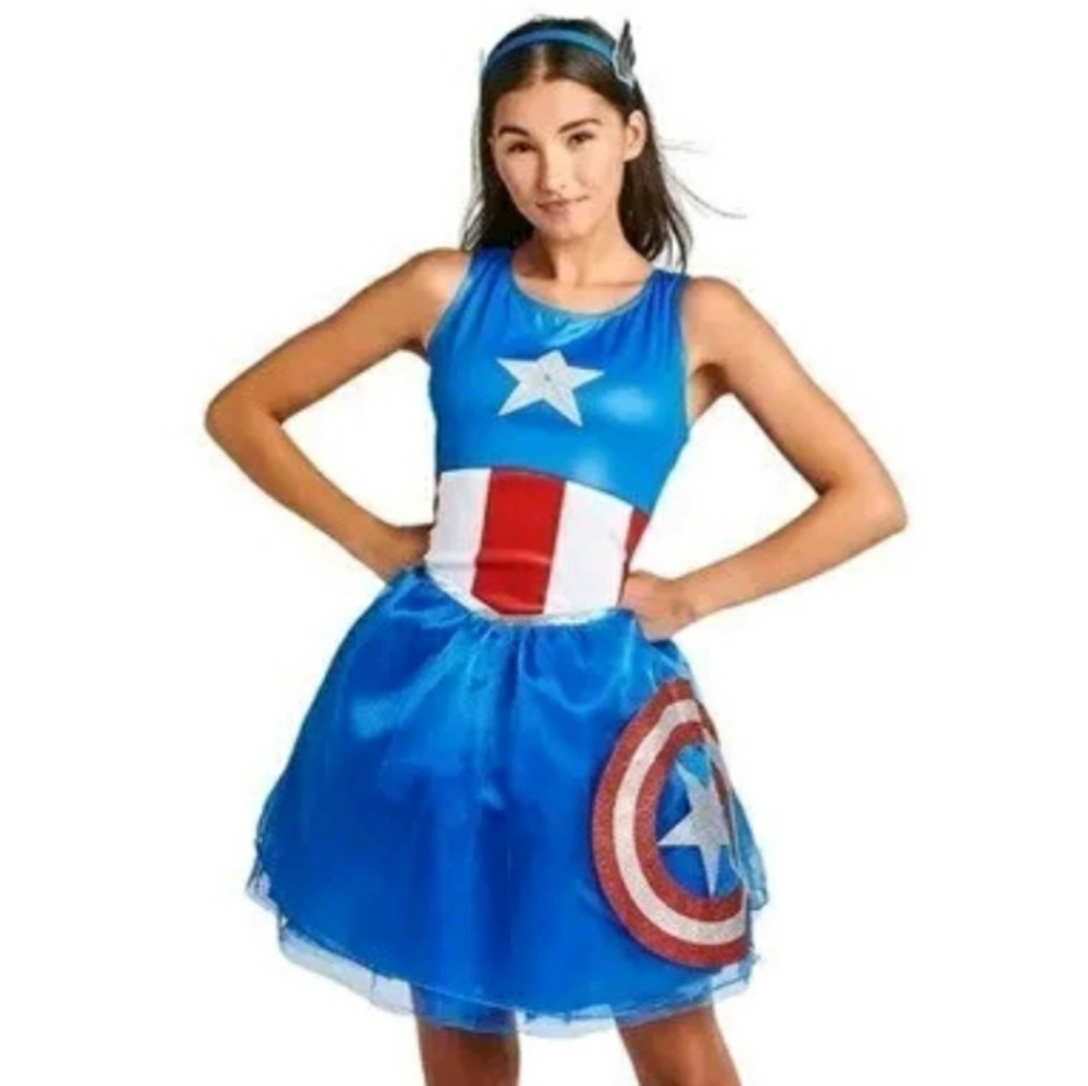 NWT Disney Store Captain America costume w/headband xxl
